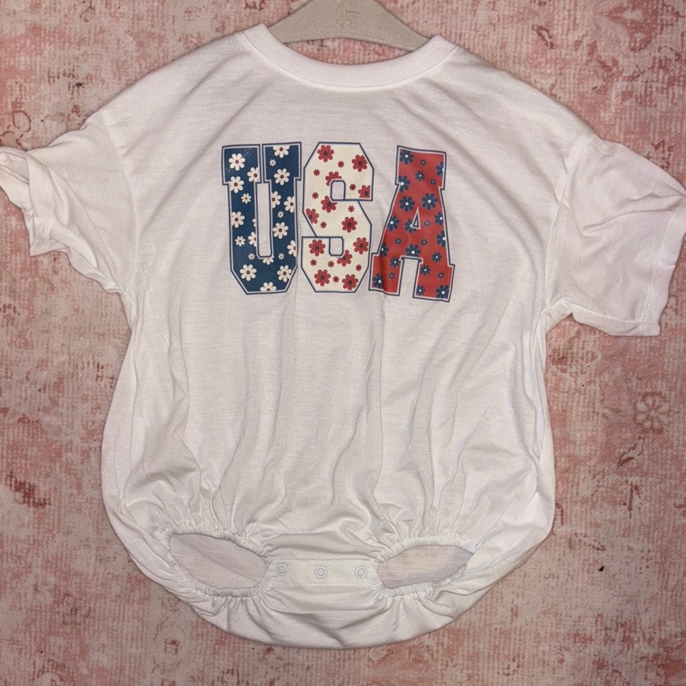 Red and White USA Graphic Bodysuit
